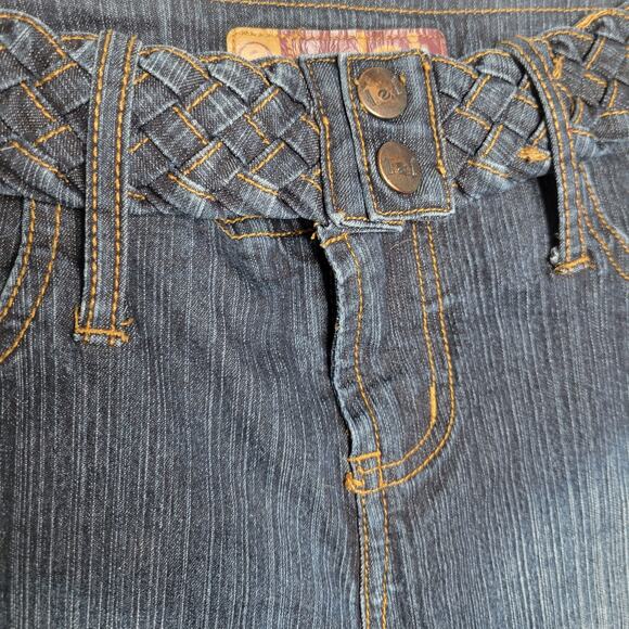 VTG Y2K l.e.i Low Rise Braided Belt Flared Leg Stretch Dark Junior Jeans✨️11 - Picture 14 of 16